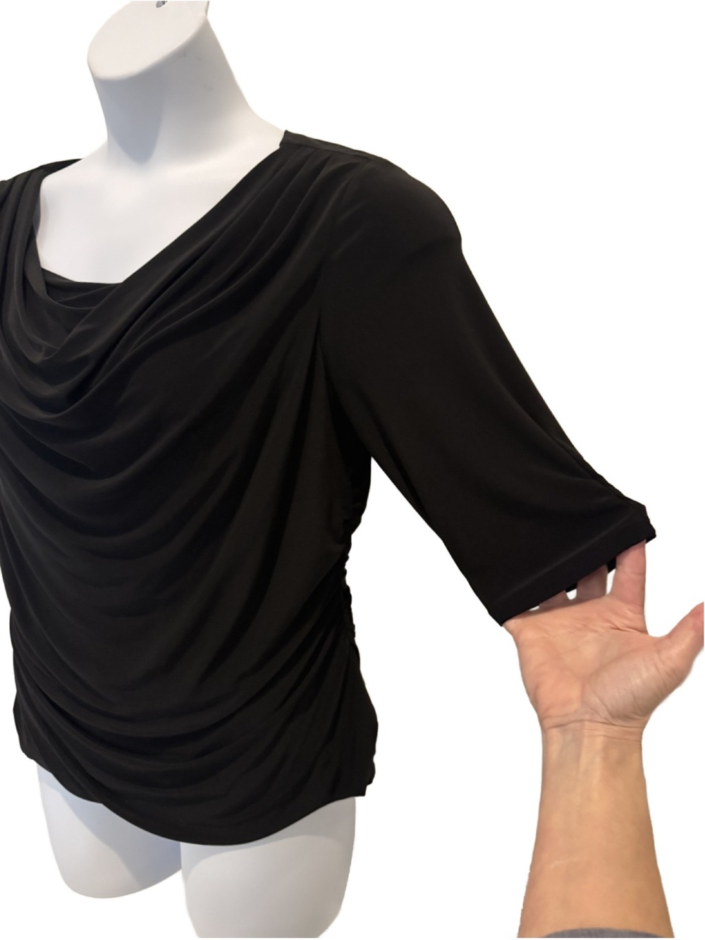 Perceptions Cowl Neck Ruched Blouse. Large - Picture 2 of 8